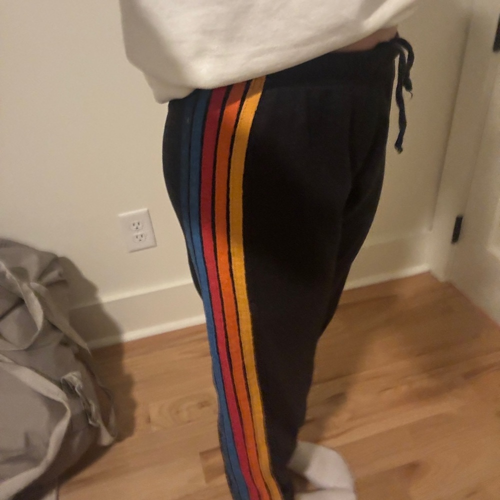 aviator nation size small side stripe sweatpants black/dark charcoal